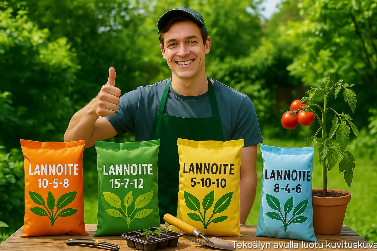 Tyytyväinen puutarhuri, joka on osannut lannoittaa